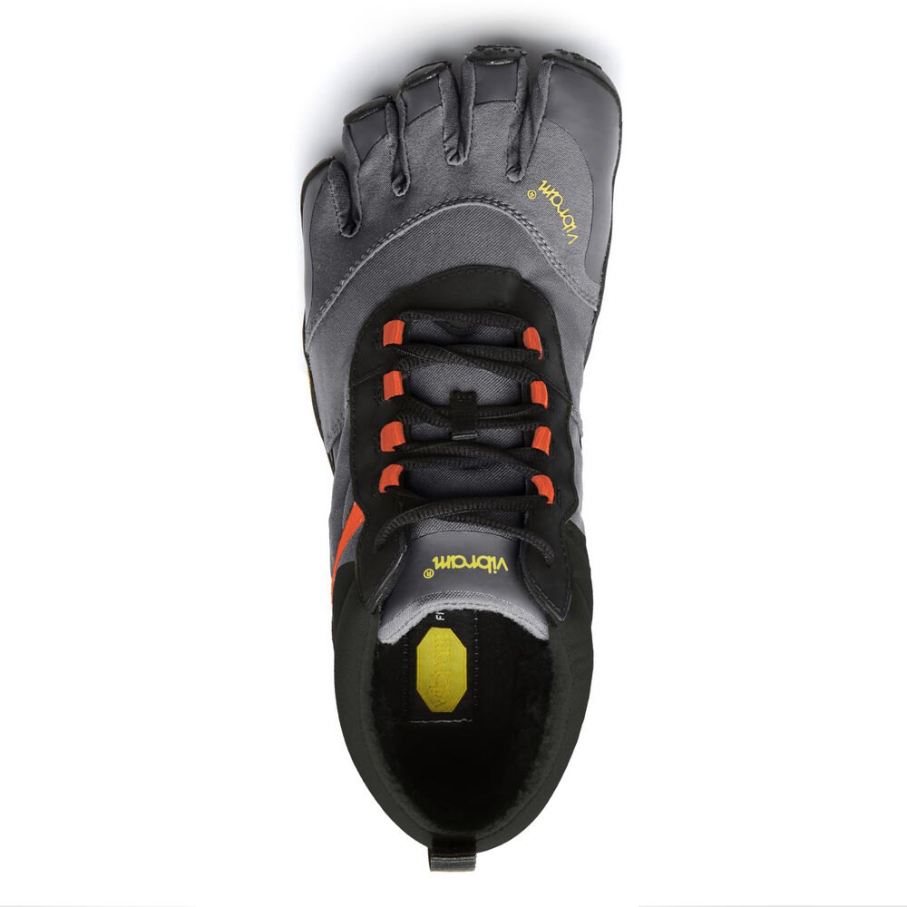 Vibram Five Fingers Mens Trail Shoes - Black/Grey/Red - V-Trek Insulated - 93764-EOLQ